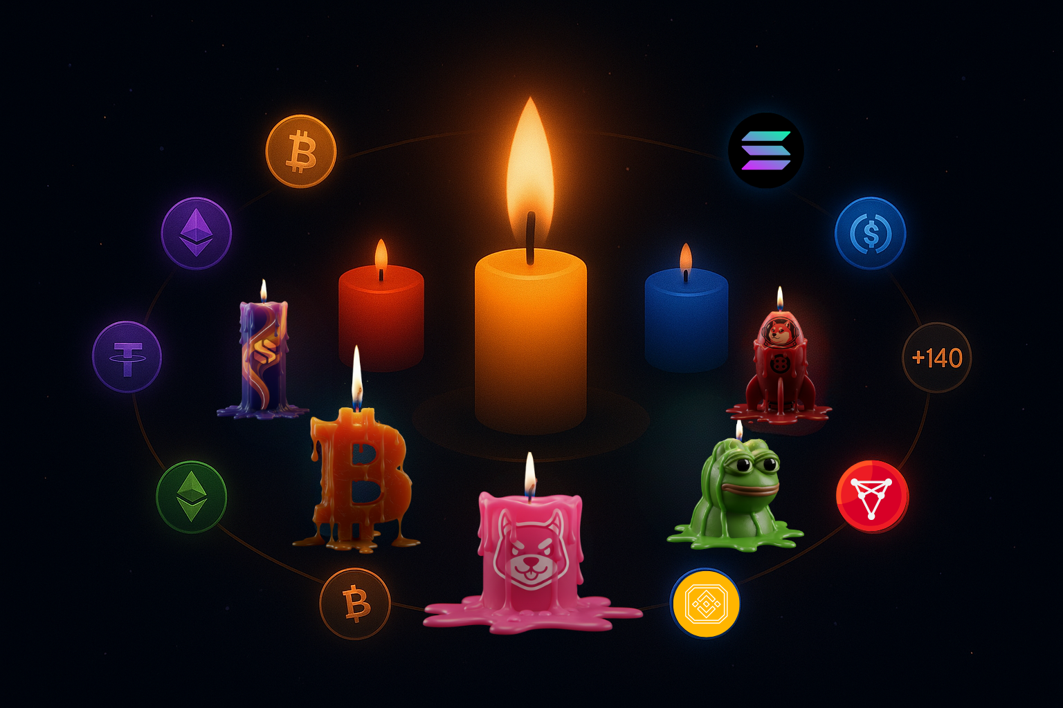 Candles and multi-coin circle